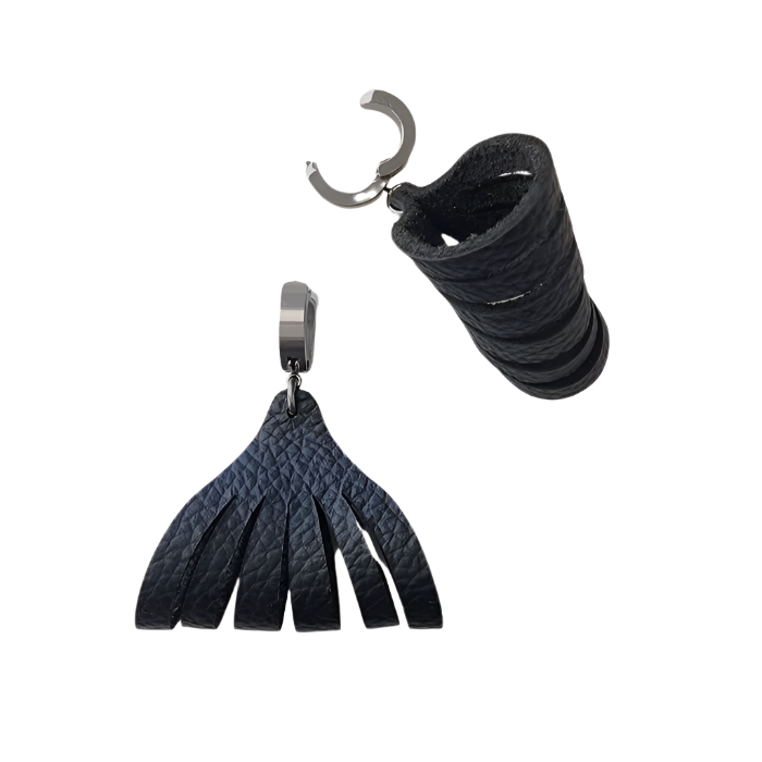 Black Leather Clip-Ons