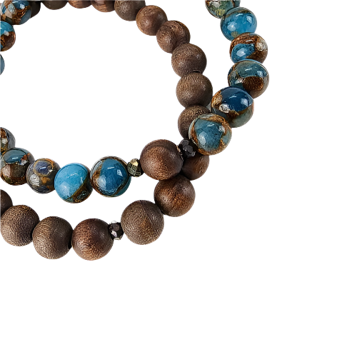 Blue Nepal & Natural Dark Brown Sandalwood