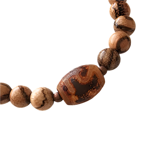 Light Tiger's Eye Sandalwood Centered Antique Tribe Barrel