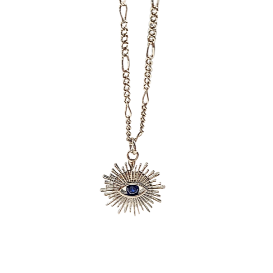18K Gold-Filled Evil Eye Necklace | Sapphire Cubic Zirconia | Adjustable