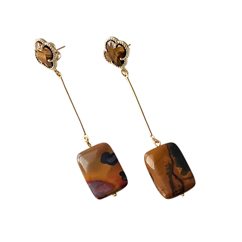 Tiger’s Eye & Agate Dangle Earrings
