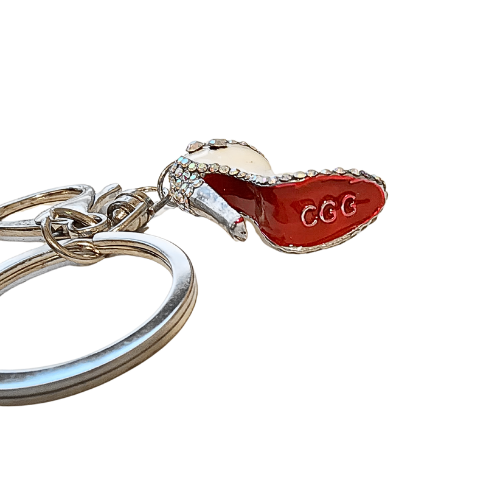 High-Heel Boot Crystal Charm Keychain