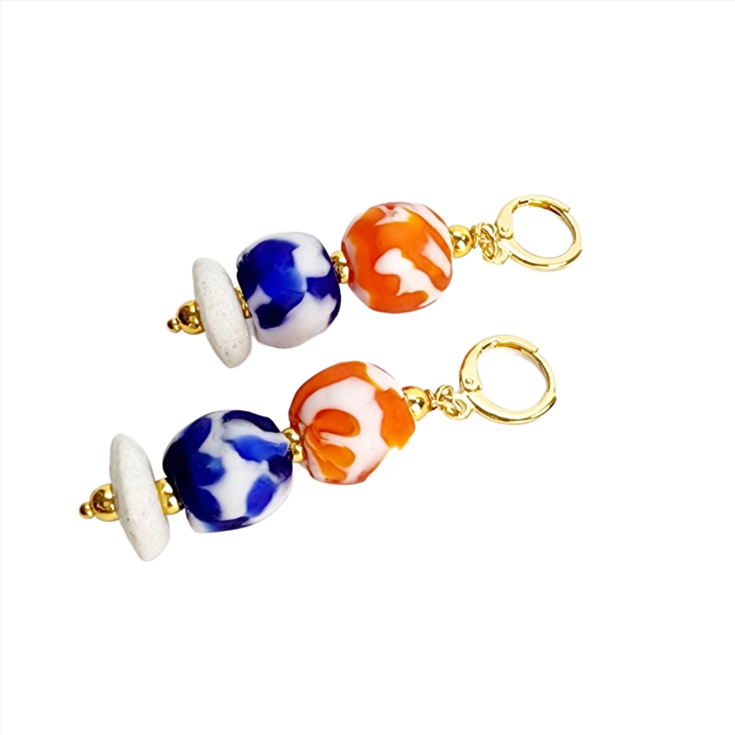 BLUE AND ORANGE HAPPINESS - STATEMENT EARRINGS