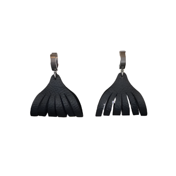 Black Leather Clip-Ons