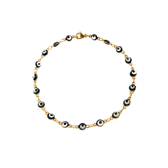 Evil Eye Protection Anklet – 18K Gold-Tone Chain
