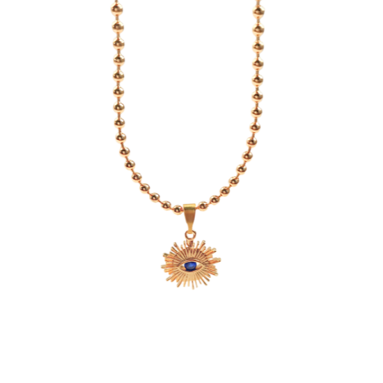 18K Gold-Filled Evil Eye Necklace | Sapphire Cubic Zirconia | Adjustable