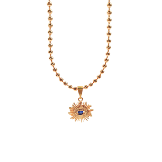 18K Gold-Filled Evil Eye Necklace | Sapphire Cubic Zirconia | Adjustable