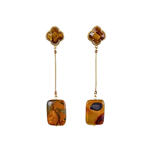 Tiger’s Eye & Agate Dangle Earrings