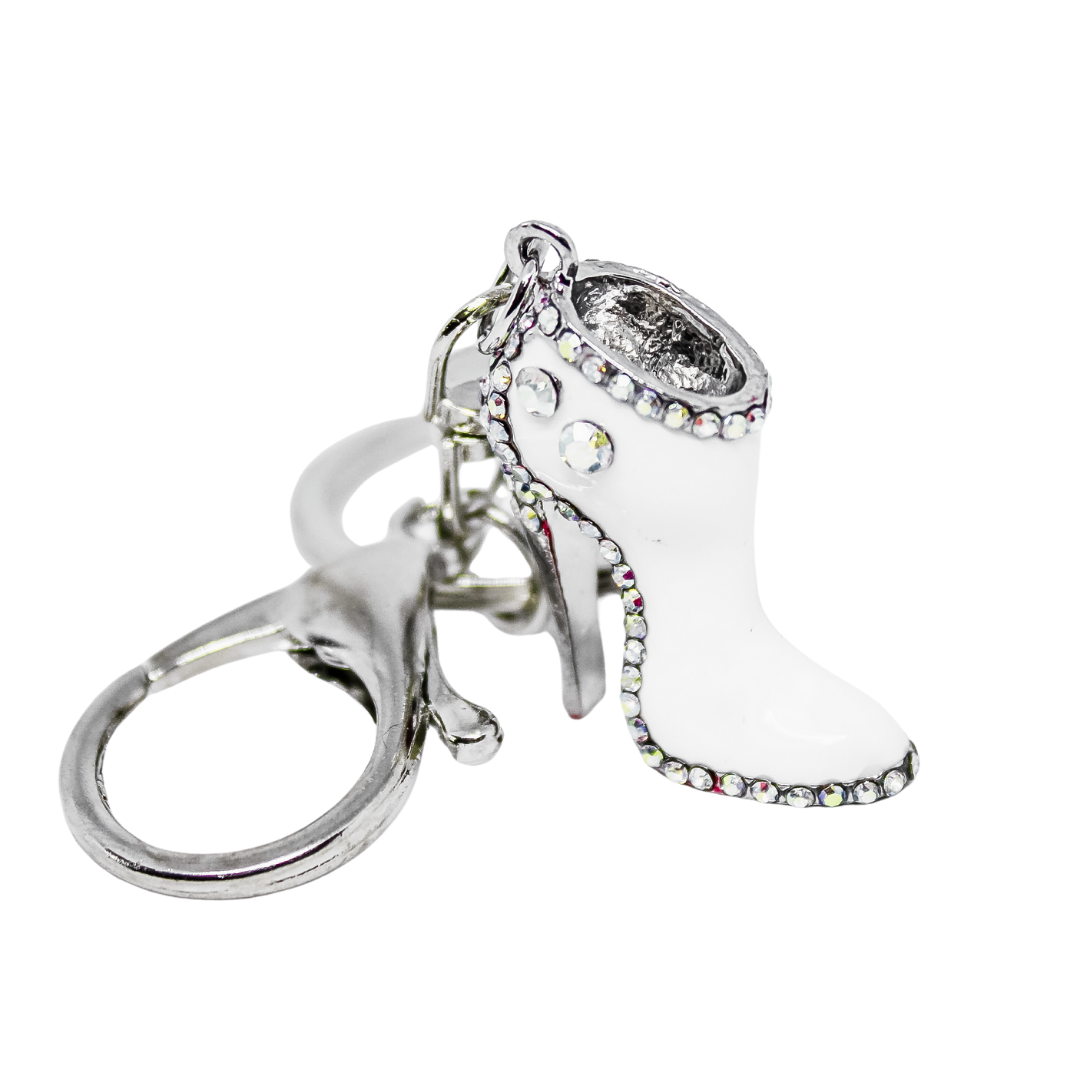 High-Heel Boot Crystal Charm Keychain